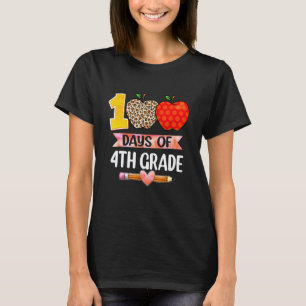 Leopard 100th Day Of 4th Grade 100 Days Of School T-Shirt
