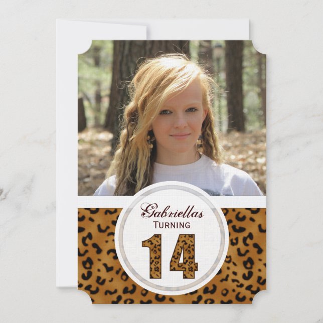 Leopard 14th Birthday: Picture:Party Invitation (Front)