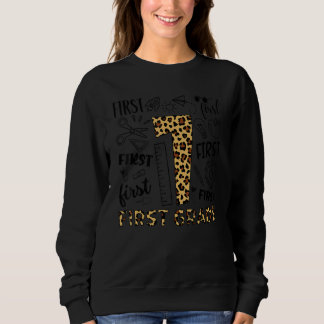 Leopard 1st Grade Typography Team First Grade Teac Sweatshirt