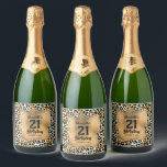 Leopard 21st Birthday Personalised Sparkling Wine Label<br><div class="desc">Make your own personalised sparkling wine bottle labels featuring your text on a gold faux foil square over a stylish leopard print pattern. MATCHING items in our store.</div>