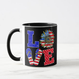 Leopard 4th Of July Love Sunflower Patriotic Mug