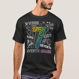 Leopard 7th Grade Typography Team Seventh Grade Te T-Shirt