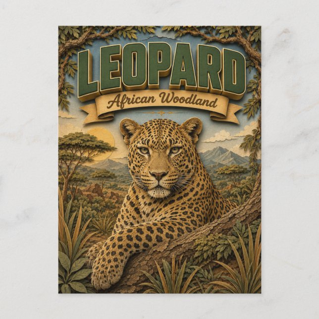 Leopard African Woodland POPCUT Postcard (Front)