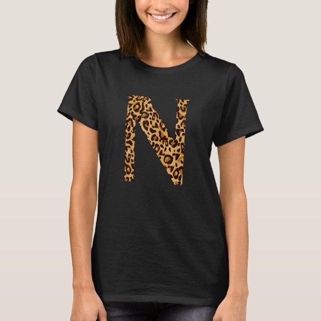 Leopard Alphabet N   School Teachers Students Kids T-Shirt (Front)