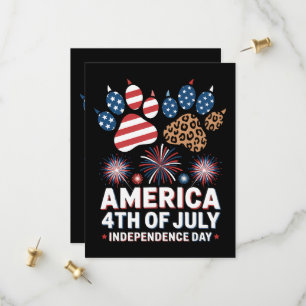 Leopard American Flag Hearts Cute 4th of July Save The Date