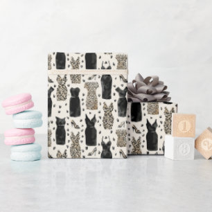 Leopard and Black Dress Fashion Pattern with Heels Wrapping Paper