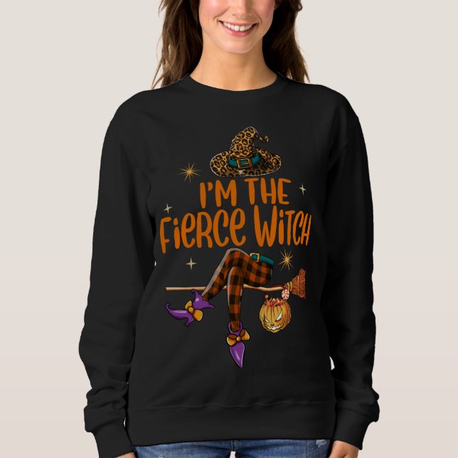 Leopard And Buffalo Plaid I'm The Fierce Witch Hal Sweatshirt (Front)