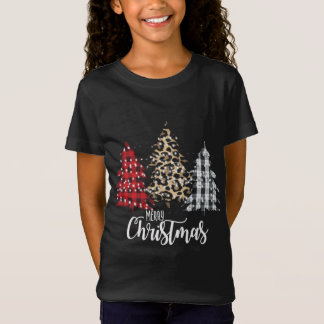 Leopard and Buffalo Plaid Vintage Country Christma T-Shirt