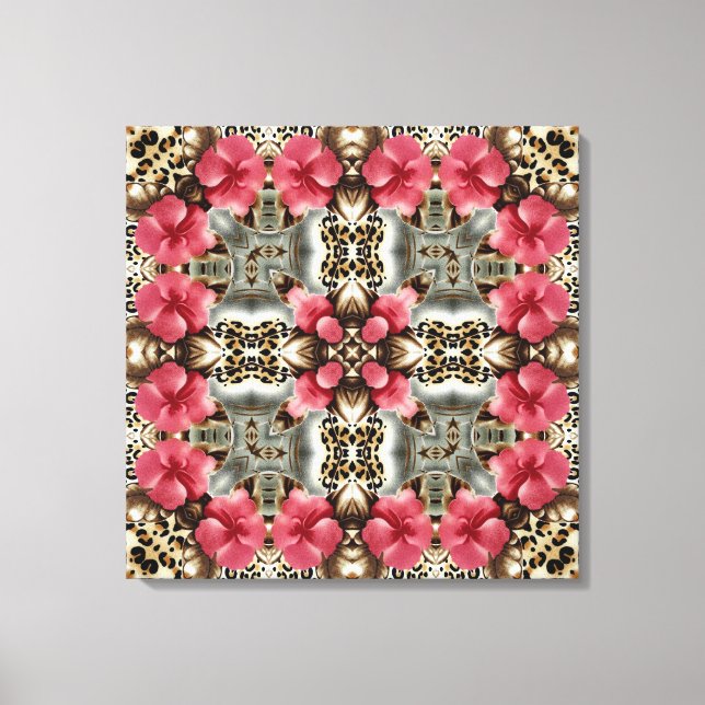 Leopard and Flowers Canvas Print (Front)