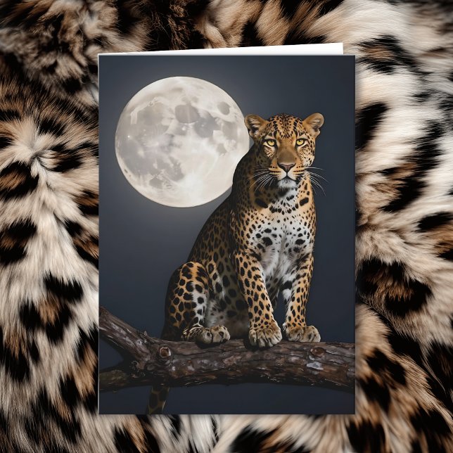 Leopard and Full Moon | Happy Birthday Husband Card (Creator Uploaded)