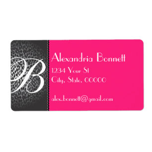 Leopard and Hot Pink Monogram Address Labels