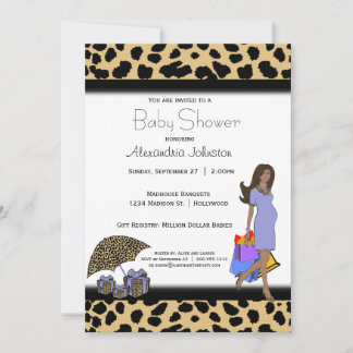 Leopard And Lilac Print African American Mummy Invitation