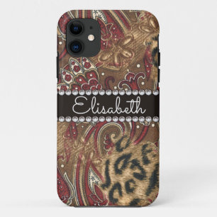 Leopard and Paisley Pattern Add Name Case-Mate iPhone Case