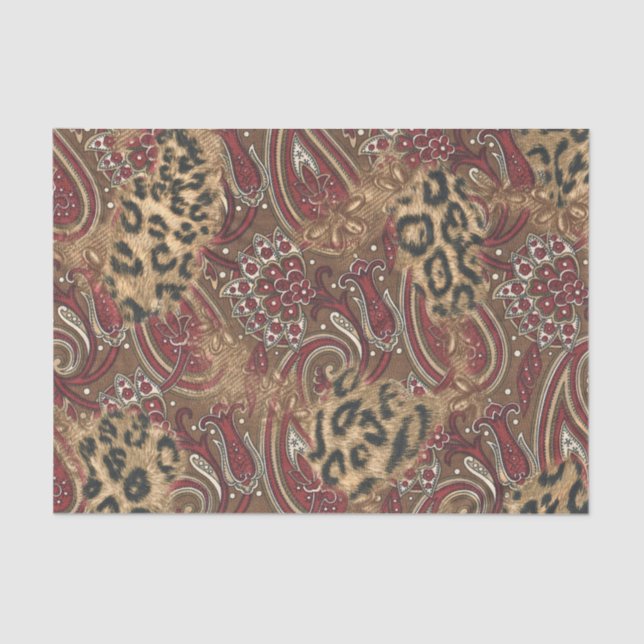 Leopard and Paisley Pattern Print Tissue Paper (Front)