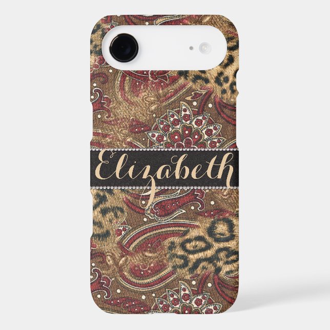 Leopard and Paisley Pattern Print to Personalise Case-Mate iPhone Case (Back)