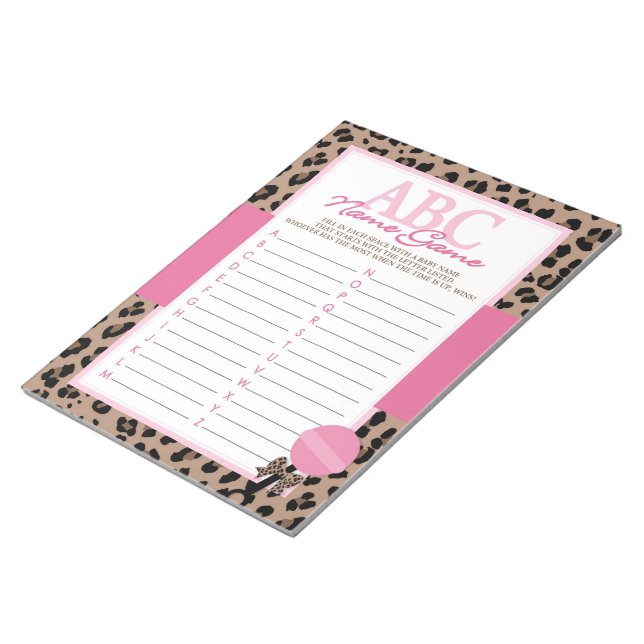 Leopard and Pink ABC Baby Name Game Pack Notepad (Angled)
