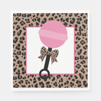 Leopard and Pink Baby Shower Napkin