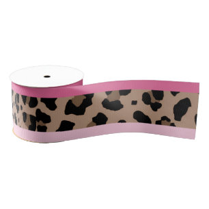 Leopard and Pink Grosgrain Ribbon