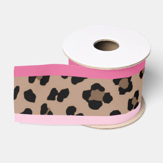 Leopard and Pink Grosgrain Ribbon