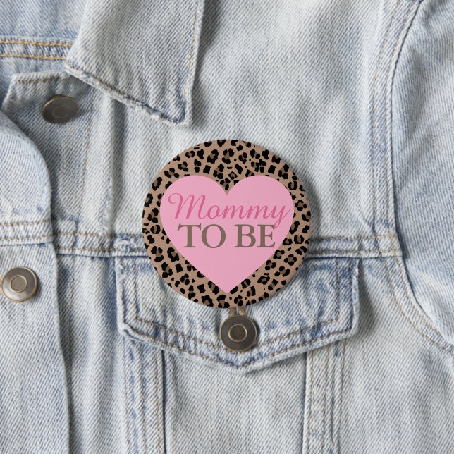 Leopard and Pink Mummy to Be Baby Shower 7.5 Cm Round Badge (In Situ)
