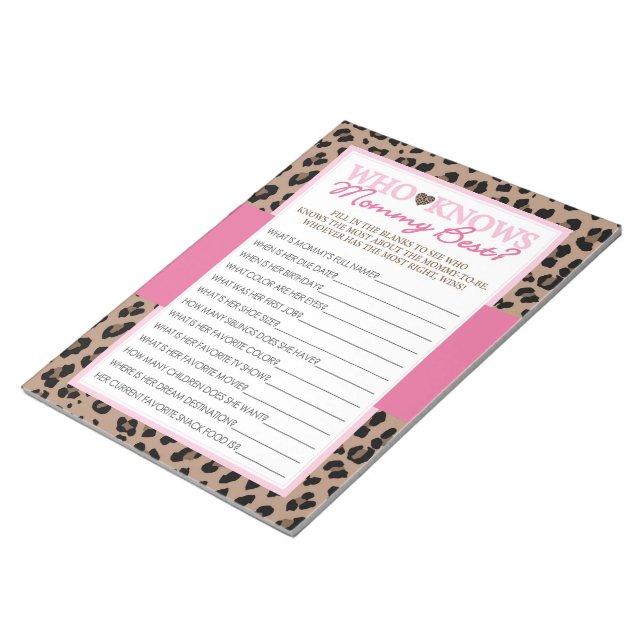 Leopard and Pink Who Knows Mummy Best Game Pack Notepad (Angled)