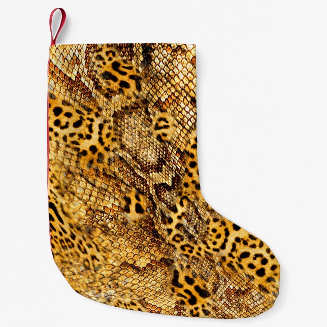 Leopard and snake pattern small christmas stocking (Front)