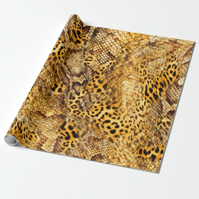 Leopard and snake pattern wrapping paper (Unrolled)