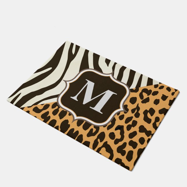 Leopard and Zebra Doormat (Angled)