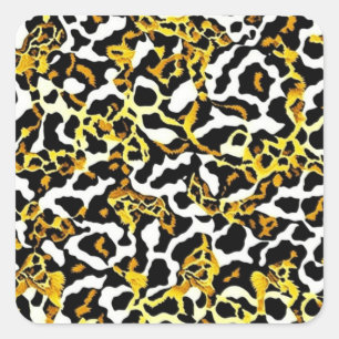 Leopard and Zebra Fur Print Pattern  Square Sticker