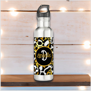 Leopard and Zebra Fur Print Personalised 710 Ml Water Bottle