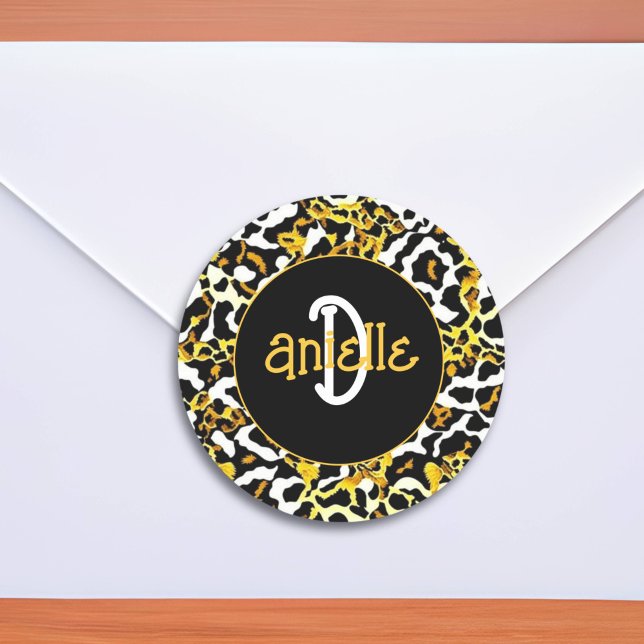Leopard and Zebra Fur Print Personalised Classic Round Sticker (Creator Uploaded)