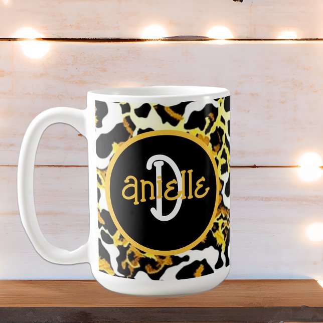 Leopard and Zebra Fur Print Personalised Coffee Mug (Creator Uploaded)
