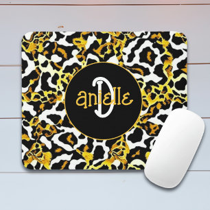 Leopard and Zebra Fur Print Personalised Mouse Pad