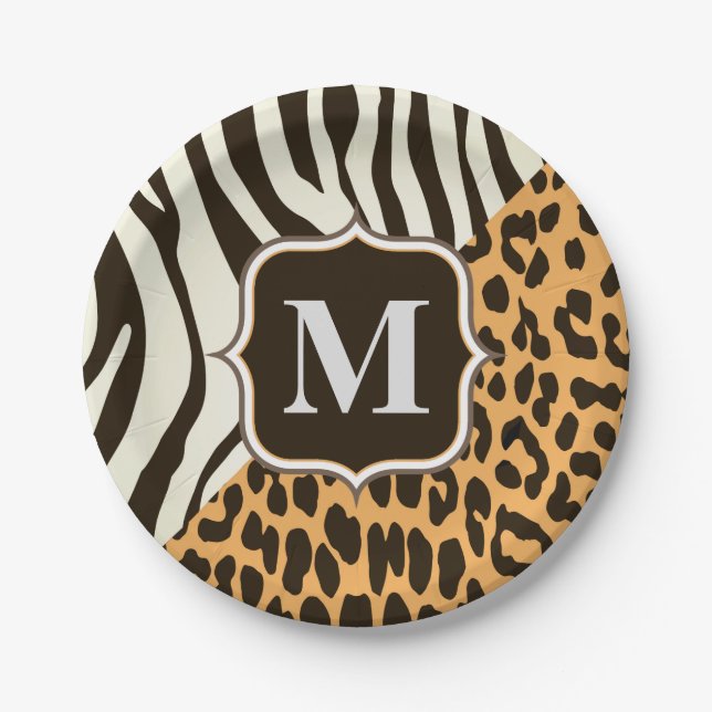 Leopard and Zebra Paper Plate (Front)