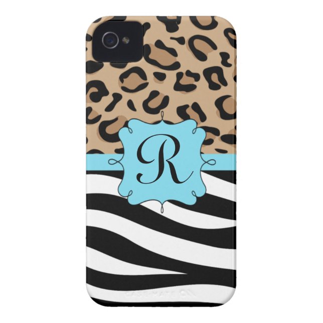 Leopard and Zebra Print Personalised Monogram Case-Mate iPhone Case (Back)