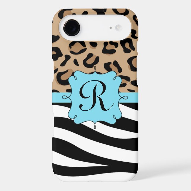 Leopard and Zebra Print Personalised Monogram Case-Mate iPhone Case (Back)