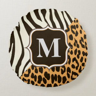 Leopard and Zebra Round Cushion