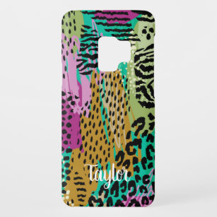 Leopard Animal Colourful Print Personalised Name Case-Mate Samsung Galaxy S9 Case