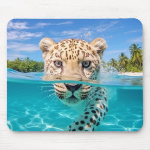 Leopard Animal Fun Nature Playing Water Mouse Pad