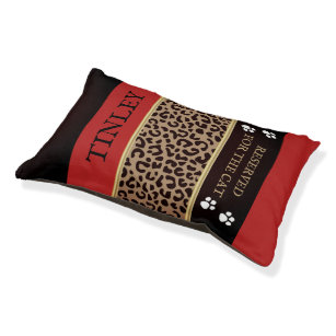Leopard Animal Pattern with Black and Red Pet Bed