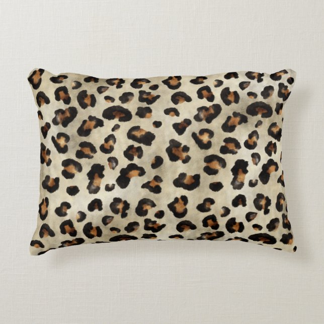 Leopard Animal Print Artistic Big Cat Fur Texture Decorative Cushion (Front)