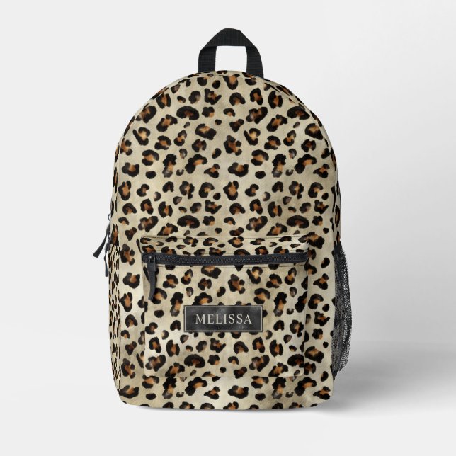 Leopard Animal Print Artistic Wild Cat Fur Texture Printed Backpack (Front)