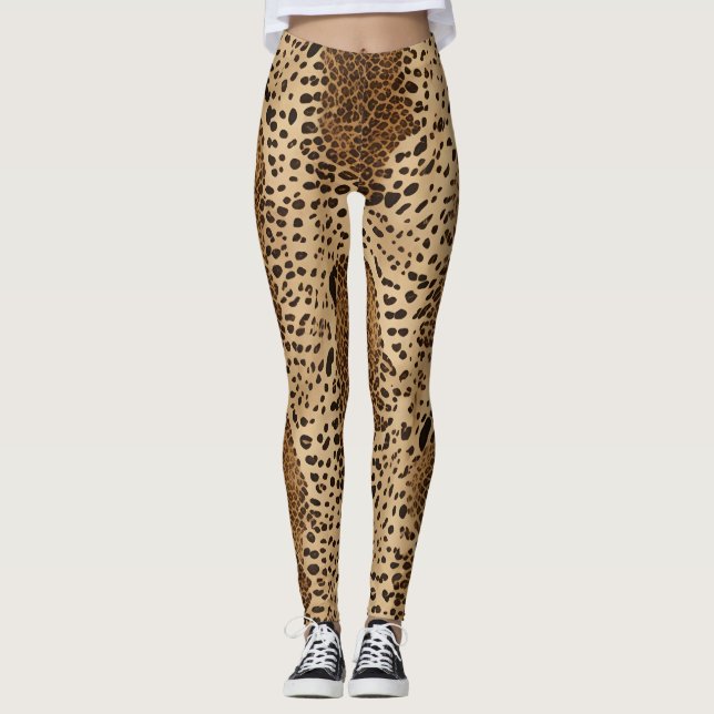 Leopard Animal Print Beige Legging (Front)