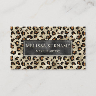 Leopard Animal Print Black Faux Foil Makeup Artist Business Card