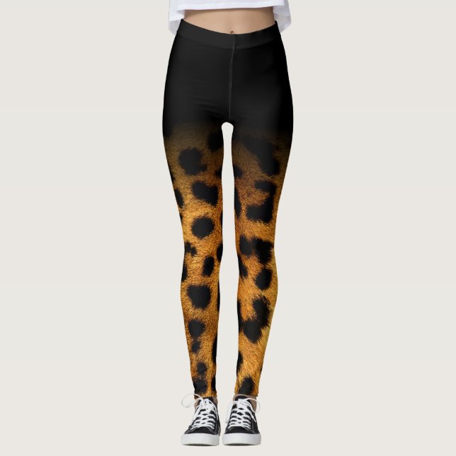 *~*  Leopard Animal Print & Brown & Black Leggings (Front)