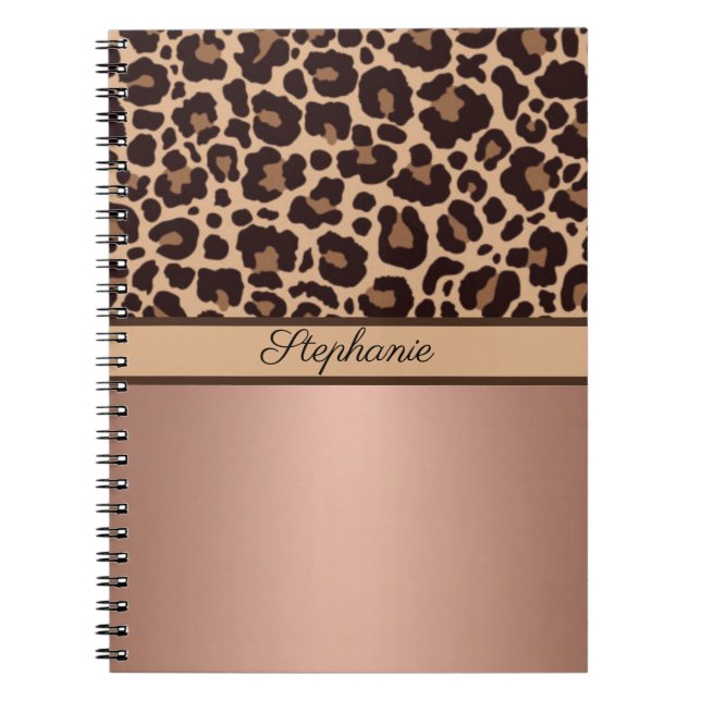 Leopard Animal Print Cheetah Rose Gold Trendy chic Notebook (Front)