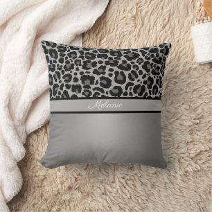 Leopard Animal Print Cheetah Silver Grey Cushion