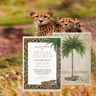 Leopard Animal Print Elegant Palm Bridal Shower Invitation