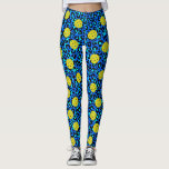 Leopard Animal Print Fun Blue Yellow Pickleball Leggings<br><div class="desc">Take your game up a notch with these fun pickleball leggings featuring yellow pickleballs set against a background of a blue leopard animal print. Great for everyday rec play, tournament play or just running around town.</div>