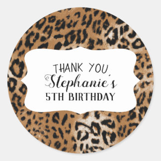 Leopard Animal Print Kids Birthday Party  Classic Round Sticker